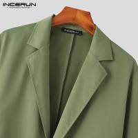 INCERUN Conjunto De Hombre 2024 Estilo Coreano Chaqueta Larga Y Pantalones Casual Streetwear Masculino Dos Piezas S-5XL Solido - details 16