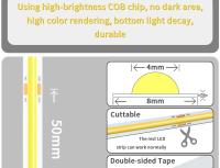 Tira De Luz LED COB Flexible 1-10M DC 12V 24V 320 LEDs Alta Densidad Luz Lineal Dimmable Para Decoración Interior De Habitación - details 4