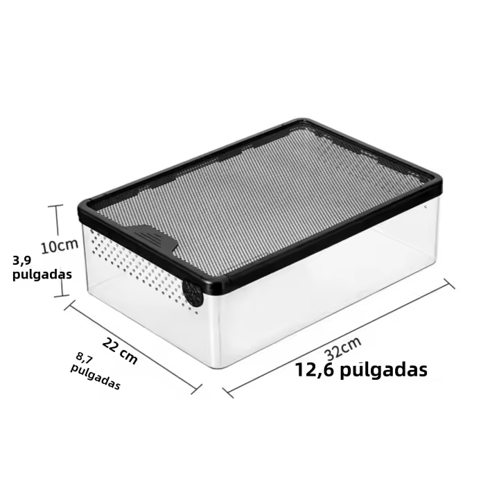 Caja De Reptil 1Pc Caja De Cría Para Sapo Con Cuernos Tortuga Hamster Serpiente De Maíz Anti-Escapismo Jaula Acuario Para Mascotas De Plástico - 1