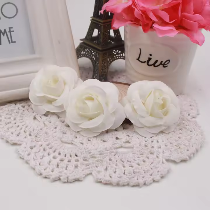 10pcs Flores Artificiales De Seda Rosa Hechas a Mano Para Decoración De Boda Accesorios Para Ropa Y Sombreros Clip DIY Wreath Hat Dress - 1