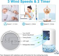 Enfriador de aire portátil, 500 ml, diseño 4 en 1, recargable y enchufable, 3 velocidades de ventilador y 7 luces LED, ventilador personal con temporizador de 2-4 horas, adecuado para dormitorio, camping, oficina (Blanco) - details 3
