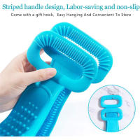 Cepillo trasero de baño de silicona, cepillo trasero de baño extra largo de 76cm, cepillo corporal de larga duración y fácil de usar, azul de 30 pulgadas - details 2