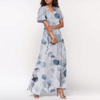 Vestido Largo Elegante Con Cuello En V Para Mujer Traje De Boda De Noche Fiesta Vestido De Fiesta Manga Corta Adecuado Para Primavera Verano Otoño - details 36
