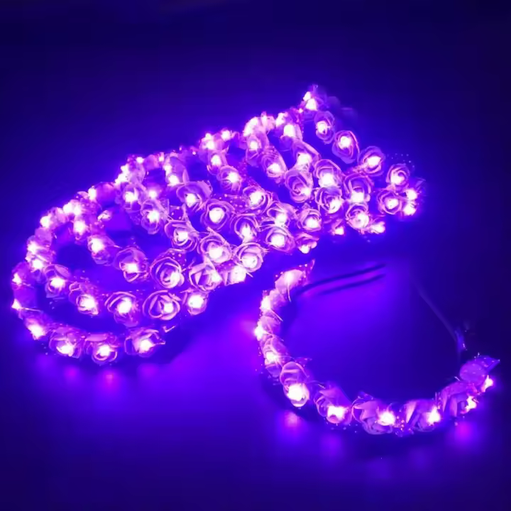 Diadema LED Para Niñas Diadema De Flores Brillante Para Boda Cumpleaños Fiesta Luminosa Regalo De Fiesta De Novia Corona Neón - 1