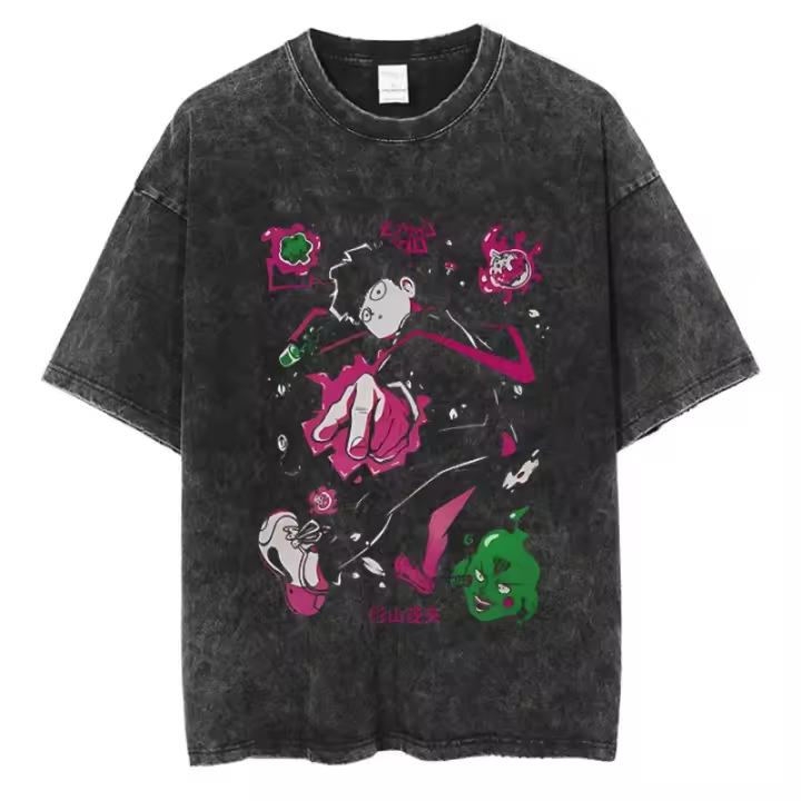 Camiseta Anime Mob Psycho 100 Para Hombres Estilo Harajuku Retro Casual Verano Manga Corta Streetwear Con Gráficos - 1