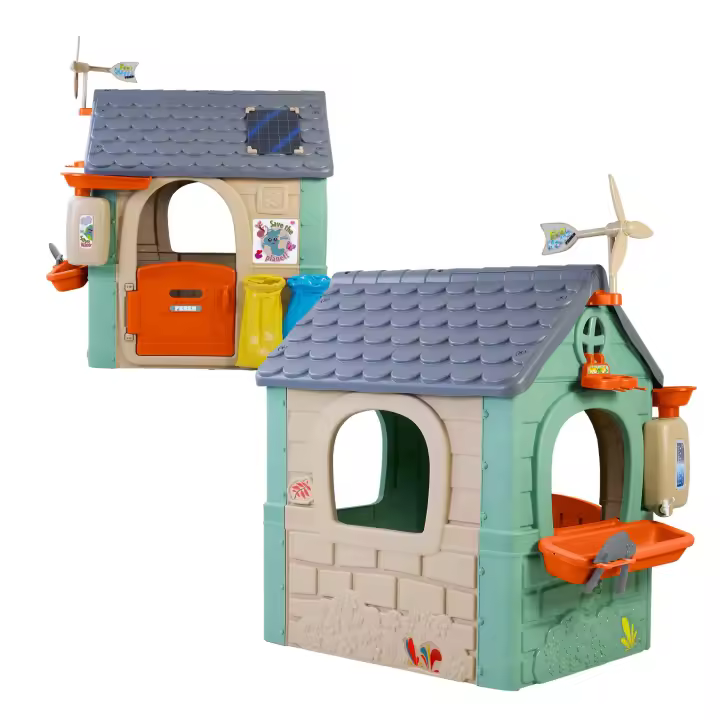 FEBER - Recycle Eco House, Casita Infantil Hecha de Plástico Reciclado, Puerta Abatible, Colores Luminosos y Resistentes a la Luz Solar, Montaje Fácil, A partir de 3 años, Famosa (FEH26000) - 1