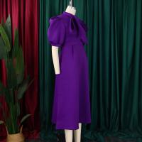 Vestido Elegante De Fiesta Para Mujer 2024 Con Cuello Con Lazo Manga Corta Cintura Alta A-Line Plisado Hasta El Tobillo Vestido De Cumpleaños - details 31