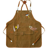 Aguas Resistentes Delantal De Lona Unisex Para Trabajo Con Bolsillos Para Herramientas Duradero Ajustable Con Correas Cruzadas Para Hogar Y Taller - details 9