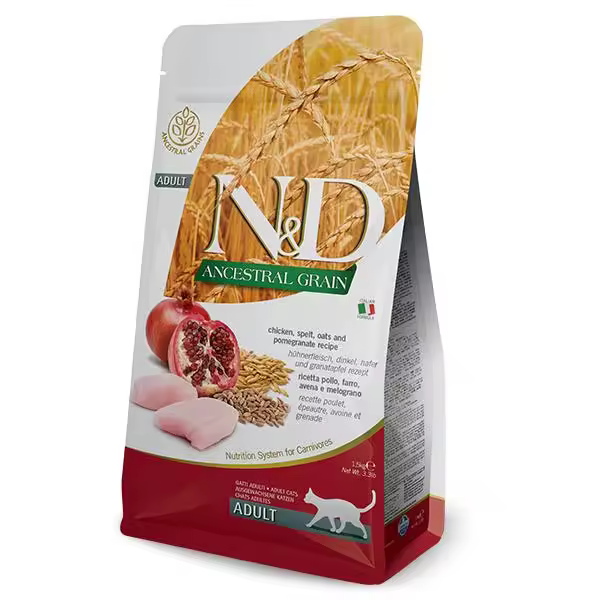 FARMINA N&D CAT ANCESTRAL POLLO 300GR / Alimento completo para gatos adultos elaborado a base de pollo, espelta, avena y granada - 1