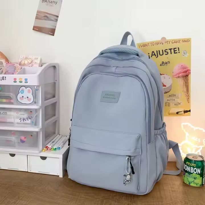 Mochila impermeable de nailon para adolescentes, bolso de hombro de moda para niñas, mochila escolar de secundaria para mujeres, color negro - 1