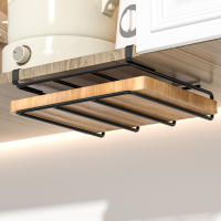 Estante Colgante Para Cocina Bajo Armario De Acero Negro Organizador Para Tablas De Cortar Tapas De Olla Y Cuchillos - details 0