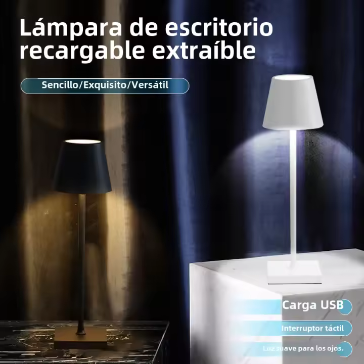 Lámpara De Mesa LED Recargable Sin Cable Para Sala De Estar Luz De Escritorio Impermeable Con Interruptor Táctil Para Dormitorio Barra - 1