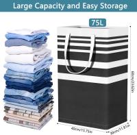 Cesta de Lavadería (paquete de 2), cesta de Tela impermeable plegable de 75 L, cesta grande para proteger ropa Sucia con ASA, Bolsa para ropa Sucia para dormitorio, baño y habitación infantil. - details 1