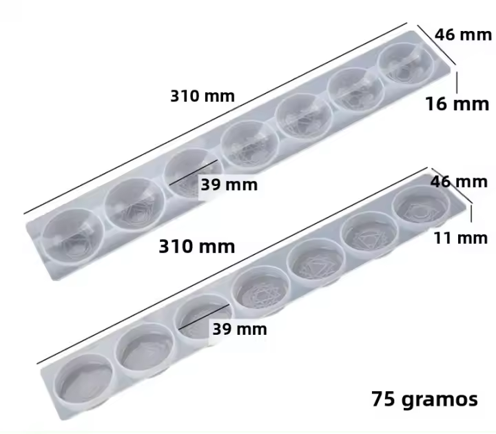 Molde De Silicona Para Epoxy DIY En Forma De Semicírculo Y Hemisferio Con Siete Chakras Para Resina Molde Para Joyería Durable - 1