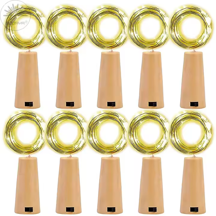 Luces De Hada Para Botella De Vino 10 Pcs Con Corcho LED Cadena De Luces De Batería Guirnalda Para Decoración De Fiesta De Navidad Y Boda - 1