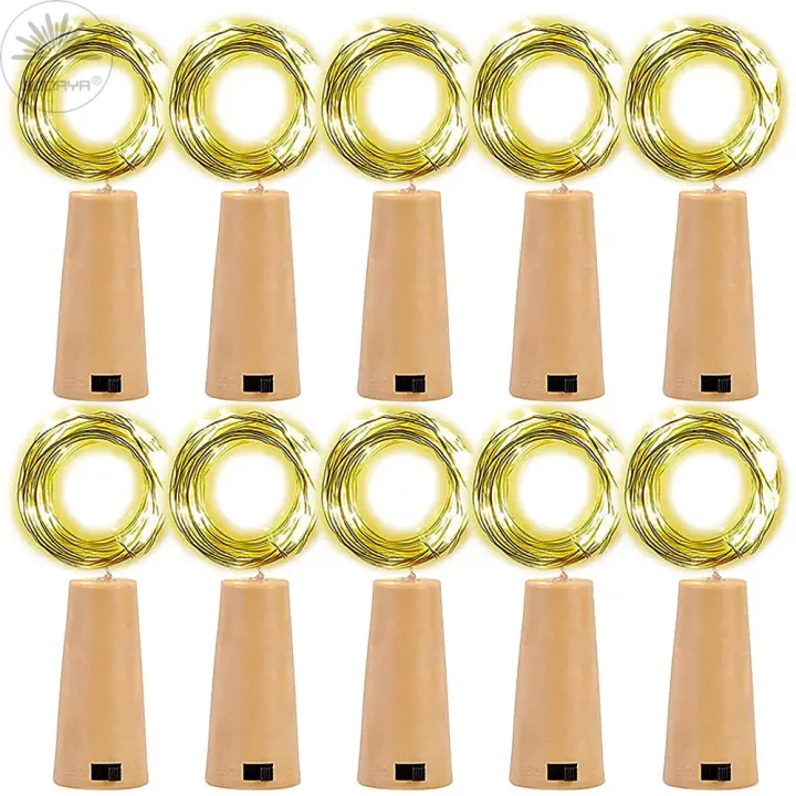 Luces De Hada Para Botella De Vino 10 Pcs Con Corcho LED Cadena De Luces De Batería Guirnalda Para Decoración De Fiesta De Navidad Y Boda - 1