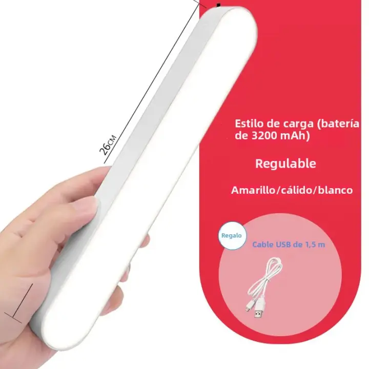 Lámpara De Escritorio LED USB Recargable Magnética Para Oficina Estudio Lectura Luz Nocturna Para Dormitorio Con Soporte - 1