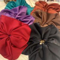 Nuevas Fashion Scrunchies De Seda Para Mujeres Y Niñas Color Sólido Cinta Elástica Para El Cabello Accesorios De Cabello De Tamaño Oversize - details 3