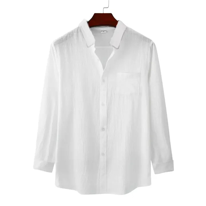 Chaqueta Casual Para Hombre De Algodón Y Poliéster Con Cuello En V Largo Manga Casual Para Playa Y Otoño Nuevo - 1