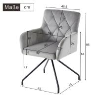 Juego de 6 Sillas De Restaurante de Diamante, Silla de Ocio Moderna, Silla de estar para dormitorio, Estudio y escriorio, soporte lumbar, terciopelo, Claro Gris - details 5