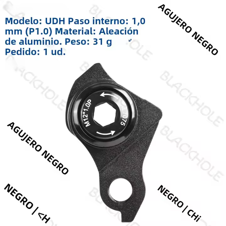 UDH Colgante Trasero Para Bicicleta Compatible Con MTB Carretera E-Bike Gravel Piezas De Bicicleta Material De Aluminio Negro - 1