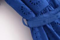 Vestido Corto Para Mujer Con Cinturón Y Bordado De Encaje Francesa Versátil Y Moda De Vacaciones Estilo Playa Manga Corta - details 7