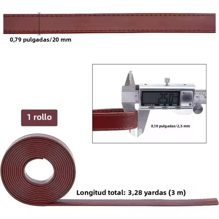 Cuerda De Cuero Larga De 118 Pulgadas 0.8 Pulgada De Ancho Cadena Plana Doble Cara Para Hecho a Mano De Mochilas Y Cordones De Bota - 1