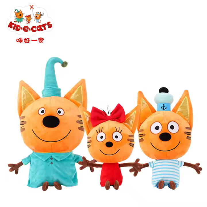 Muñeco De Peluche Gato Anime 33cm Genuine Kid Tри Кота Mi Familia Three Happy Cats Cookie Candy Pudding Juguete Kawaii Para Adultos Y Adolescentes - 1