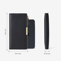 Monederos para mujer, billetera delgada plegable para mujer con bolsillo con cremallera, tarjetero fino para mujer, negro - details 3