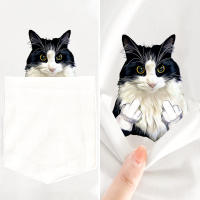 Camiseta De Algodón HX Para Hombres Con Bolsillo Y Dedos Doblados En El Medio Para El Verano Camiseta Casual De Gato Y Vaca - details 6