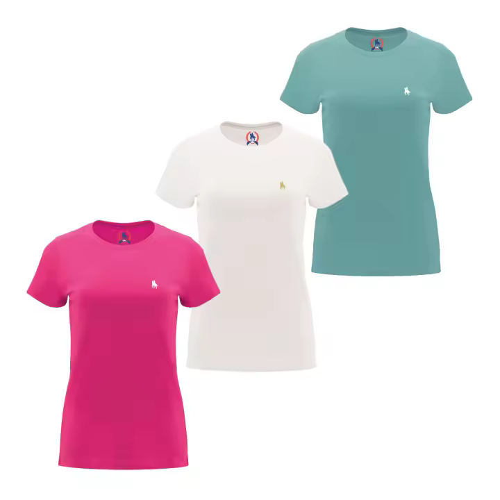 S&C - PACK Camisetas colores variados mujer. Manga corta, cuello redondo, colores pastel, algodón. - 1
