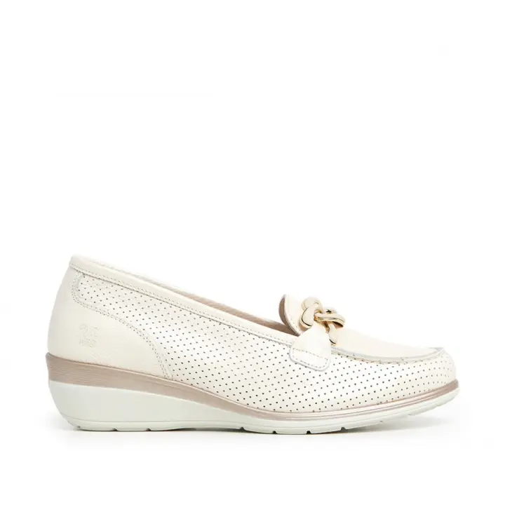Mocasines y náuticos mujer 24 HORAS 26410 NATURA MOCASIN CADENA NATURAL LINO 35608 25V - 1