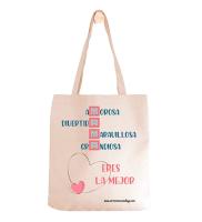 Bolsa de tela de poliéster tipo lino nature "Mamá Amorosa". Día de la Madre. Tote bag. DIY. Original. Regalos. Personalizados. Aires Nuevos. - details 0