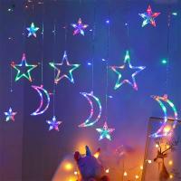 Luz De Hilo De Hadas De Luna Y Estrella Para Ventana De Navidad Decoración Para Interior Patio Puerta Delantera Camping Habitación Infantil - details 7