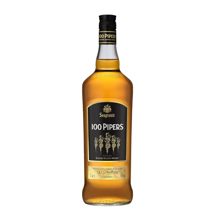 Whisky 100 Pipers - Botella 1 L - Deluxe Blended Scotch - Seagram's - 40% - 1