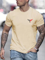 Camiseta De Verano Para Hombre 100% Algodón Casual Suave Con Estampado De Toros Cuello Redondo Manga Corta Top De Moda Streetwear - details 8