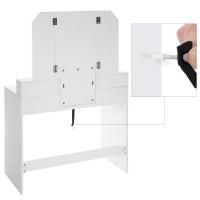 Tocador con Espejo Plegable, Espacio de Almacenamiento, Mesa de Maquillaje Moderna con 2 Cajones, 3 Compartimentos, Color Blanco - details 6