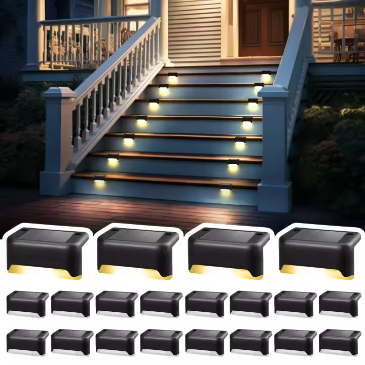 Paquete de 20 Luces Solares impermeables para Escaleras, Cercas, patios y entradas de vehículos (Negro, Blanco caliente) - 1