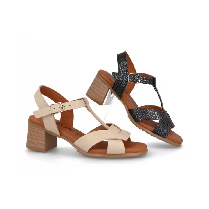 3436 - BDA SANDALIAS DE TACÓN   COLORES : NEGRO , BEIGE  TALLAS : 35 AL 41  CORTE EXTERIOR : PIEL  FORRO INTERIOR : PIEL  PLANTILLA : PIEL / GEL    ALTURA TACÓN / CUÑA : 5,5 CM.  PISO : SINTÉTICO - 1