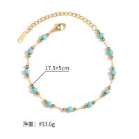 Pulsera De Acero Inoxidable Con Piedras Turquesa Y Borlas Para Mujer Plata De 18K Pintada Joyería De Playa Verano Regalos - details 0