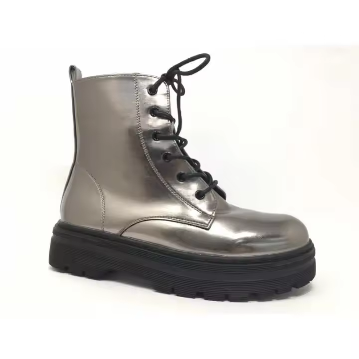 Bubble bobble 3432  bota militar metalizada color plomo suela plataforma para niña y mujer - 1