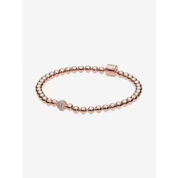 Pandora - Pulsera de cuentes y pavé - Baño de Gold Rose de 14 K - 1