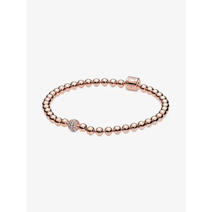 Pandora - Pulsera de cuentes y pavé - Baño de Gold Rose de 14 K - 1