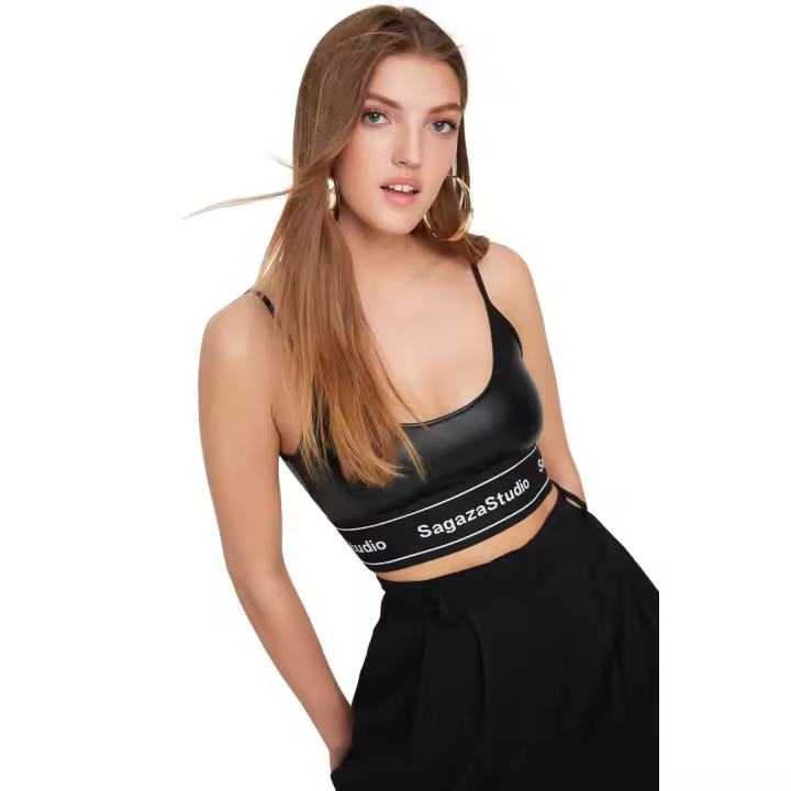 Trendyol X Sagaza Studio Black Crop Knitted Bustier Tprss22Bs00010 - 1