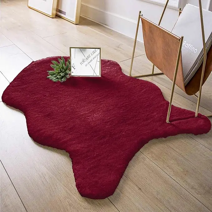 TODOBIEN STORE - Alfombra De Piel De Conejo Artificial Extra Suave - Alfombra de Pelo para Salón, Habitación, Dormitorio, Forma Irregular (60X90CM,80X120CM) - 1