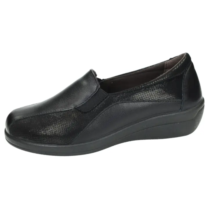 Zapatos Mocasín marca DOCTOR CUTILLAS para señora en color negro. MOCASÍN DE PIEL - 1
