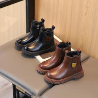 Botas Cortas Para Niños Y Niñas Estilo Británico Antideslizantes Con Cierre De Cremallera Lateral Material De Cuero Resistentes Al Desgaste Para Todas Las Estaciones - details 3