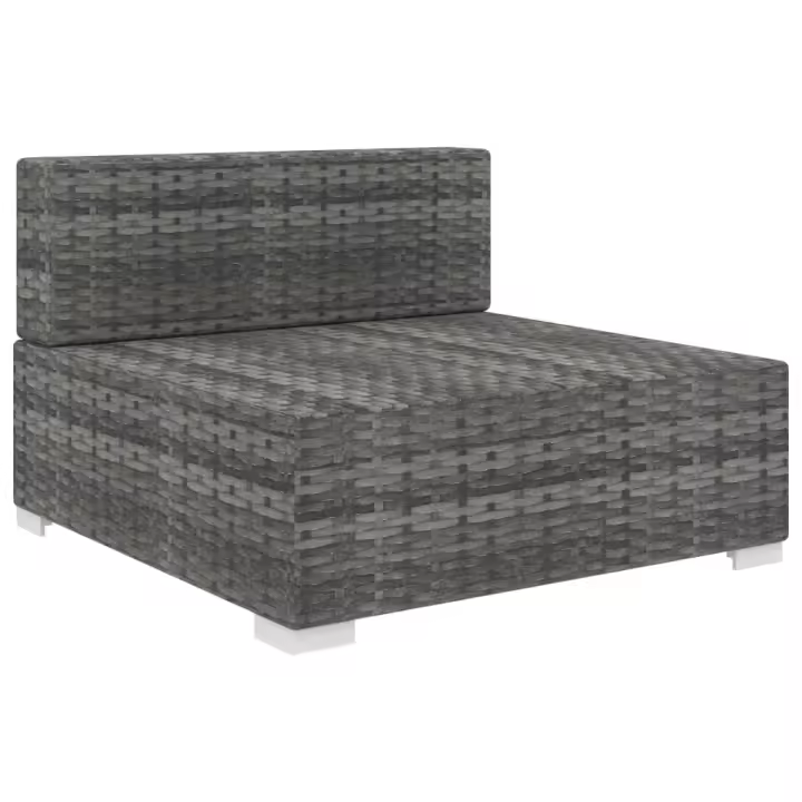 vidaXL Asiento seccional central y cojines 1 ud ratán sintético Marrón, Negro y blanco, Gris Conjunto Terraza Muebles Jardín Exterior Juego de Muebles de jardín Mueble Jardín Exterior Muebles de Salon Exterior - 1