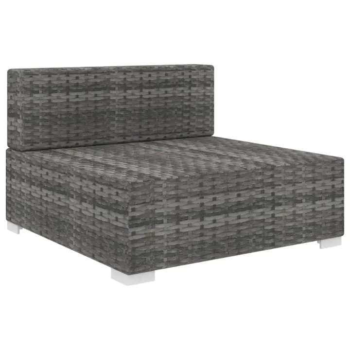vidaXL Asiento seccional central y cojines 1 ud ratán sintético Marrón, Negro y blanco, Gris Conjunto Terraza Muebles Jardín Exterior Juego de Muebles de jardín Mueble Jardín Exterior Muebles de Salon Exterior - 1