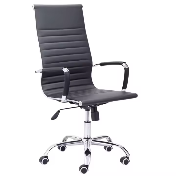 Silla de Oficina Estudio Jou Estilo Contemporáneo en Color Negro o Blanco con Ruedas, Reposabrazos y Regulable 64x116x64 cm - 1